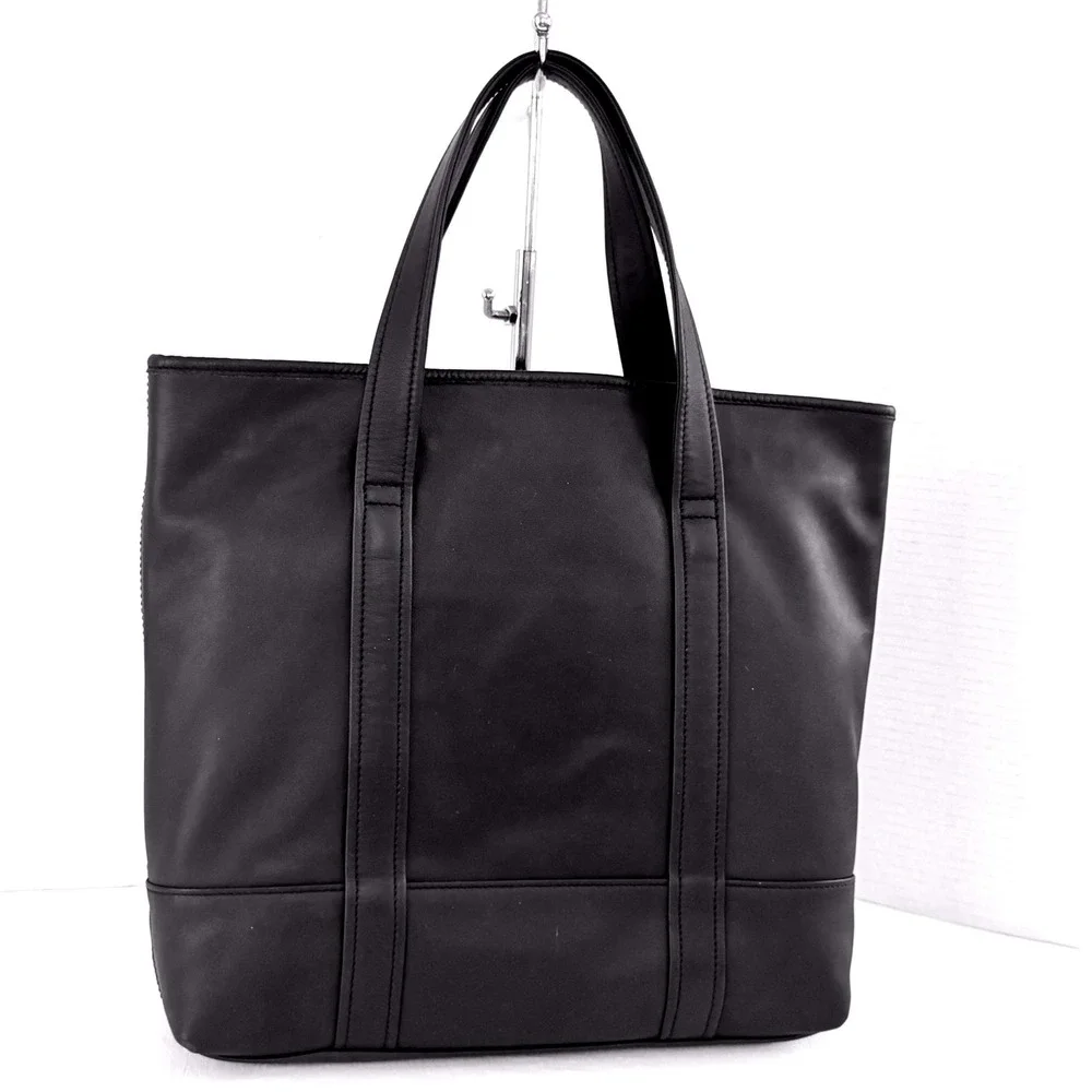 Coach Market Tote Book Tote Large Black Excellent Vtg Leather Travel L9S-9401